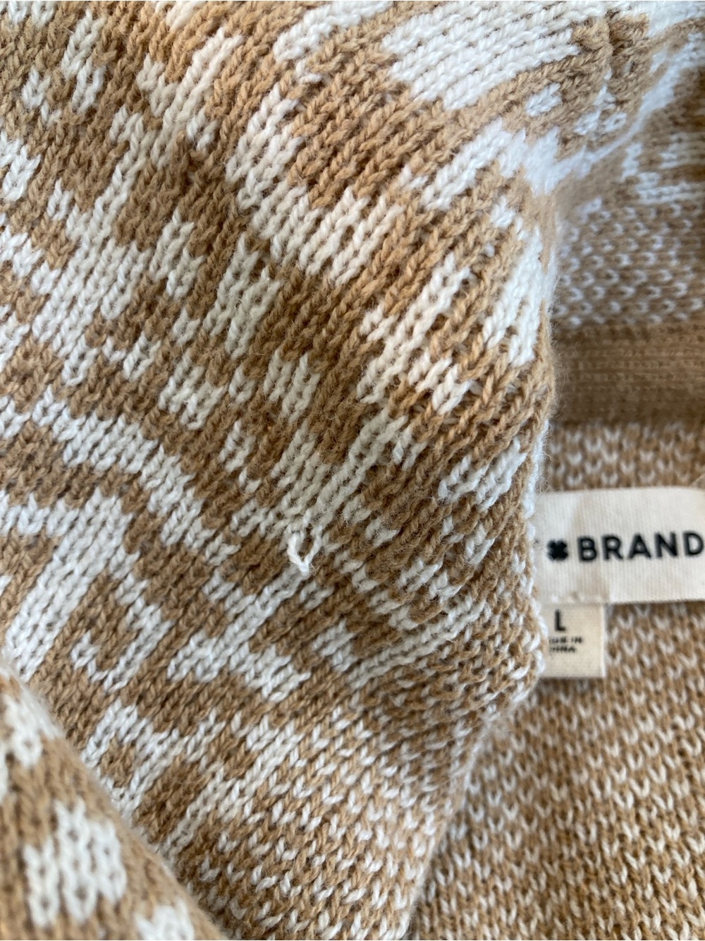 Lucky Brand Boho Fringe Cardigan Size L Tan Cream Open Knit Sweater - Picture 13 of 13